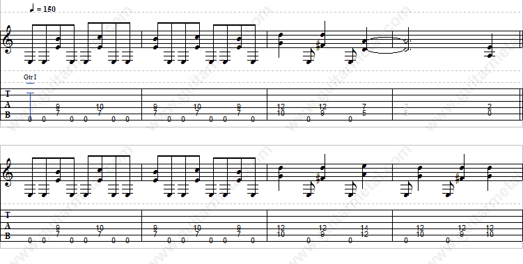 Guitar tablature – Looking For The E