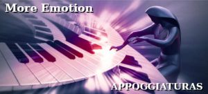 Abstract figure playing circular keyboards - text: More Emotional, Appoggiatura