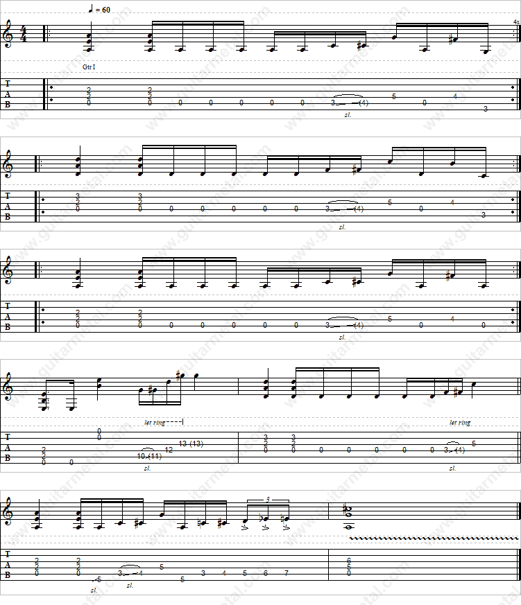Guitar tablature – A Heavy Blues Style