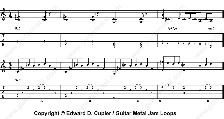 Power Ballad Jam Loop in B Minor uses chords in the B natural minor scale and uses both acoustic and electric guitars. The Pentatonic B minor scale goes well with this also try using the Pentatonic B minor blues scale and the B natural minor scale.